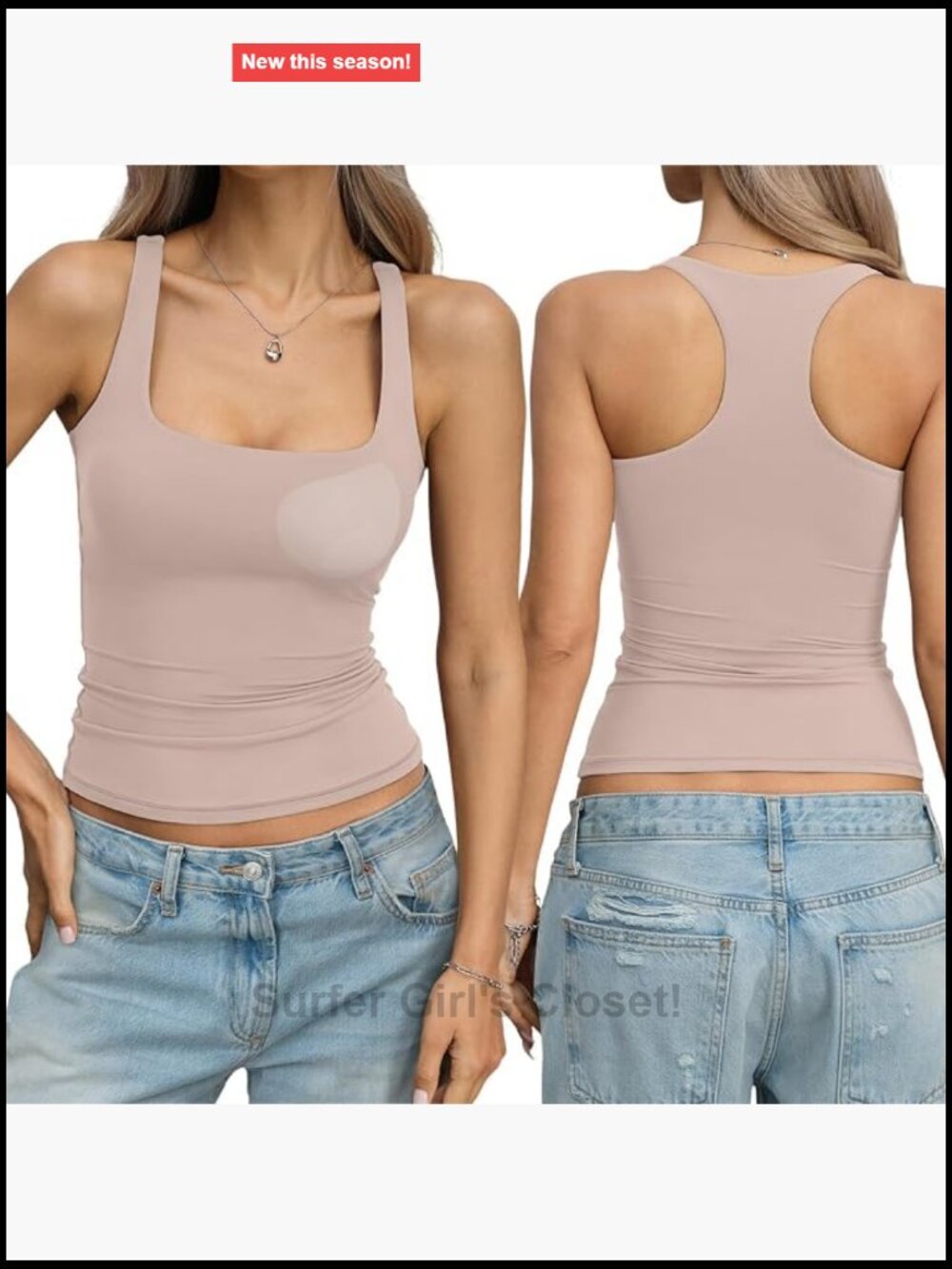 Racerback Square Neck Padded Tank Top Womens Seamless Sleeveless